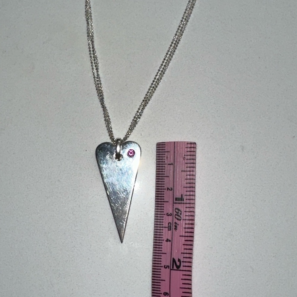Franco P Pianegonda .925 silver rhodolite heart charm chain necklace - Picture 7 of 10